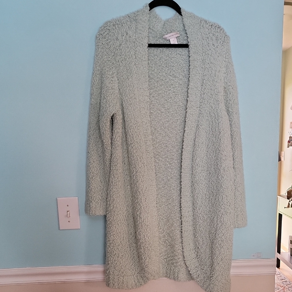Christopher & Banks Green Cardigan Sweater Open-Front NWOT